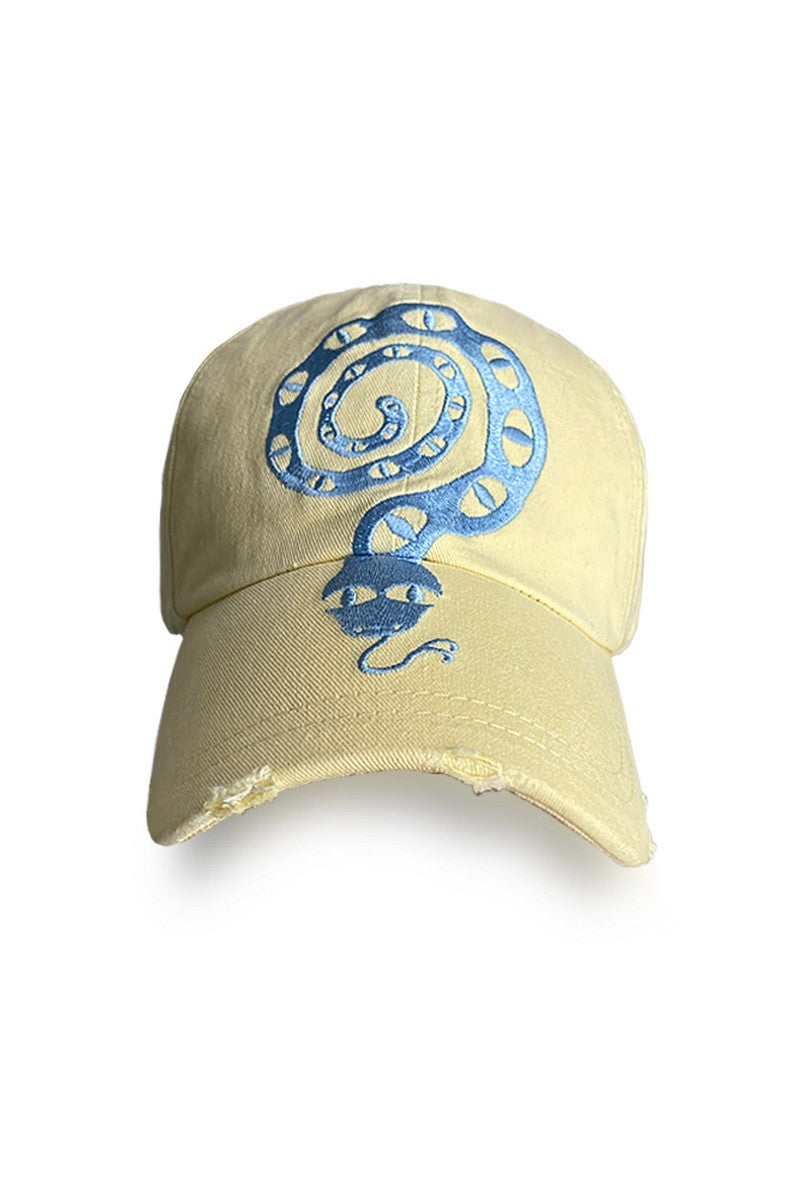 Distressed Snake Embroidered Cap