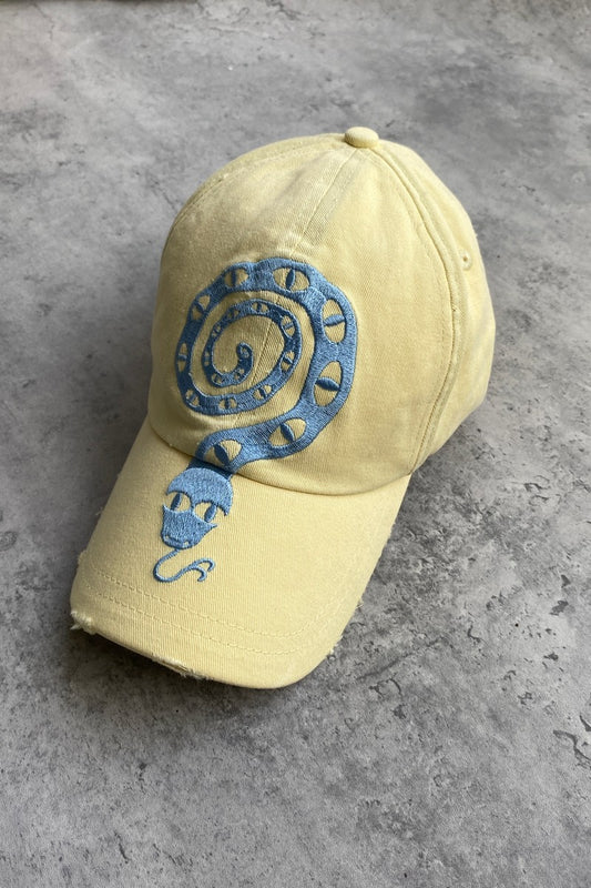 Distressed Snake Embroidered Cap