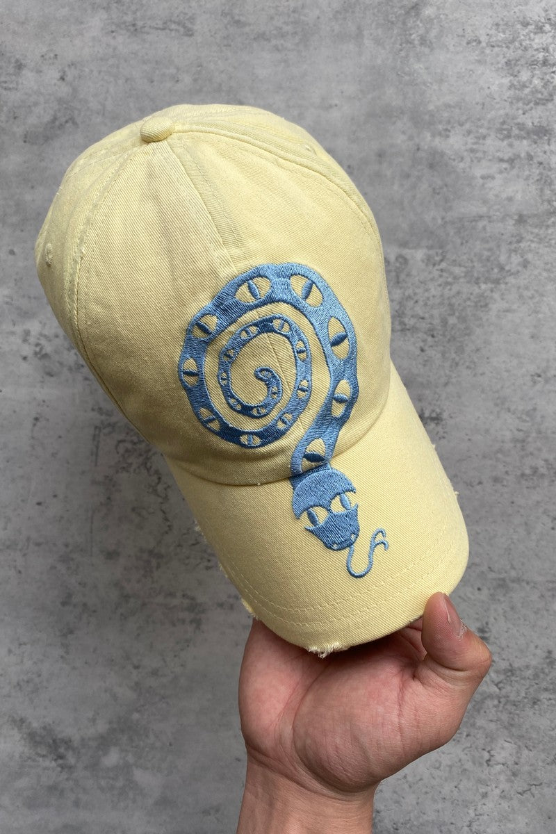 Distressed Snake Embroidered Cap