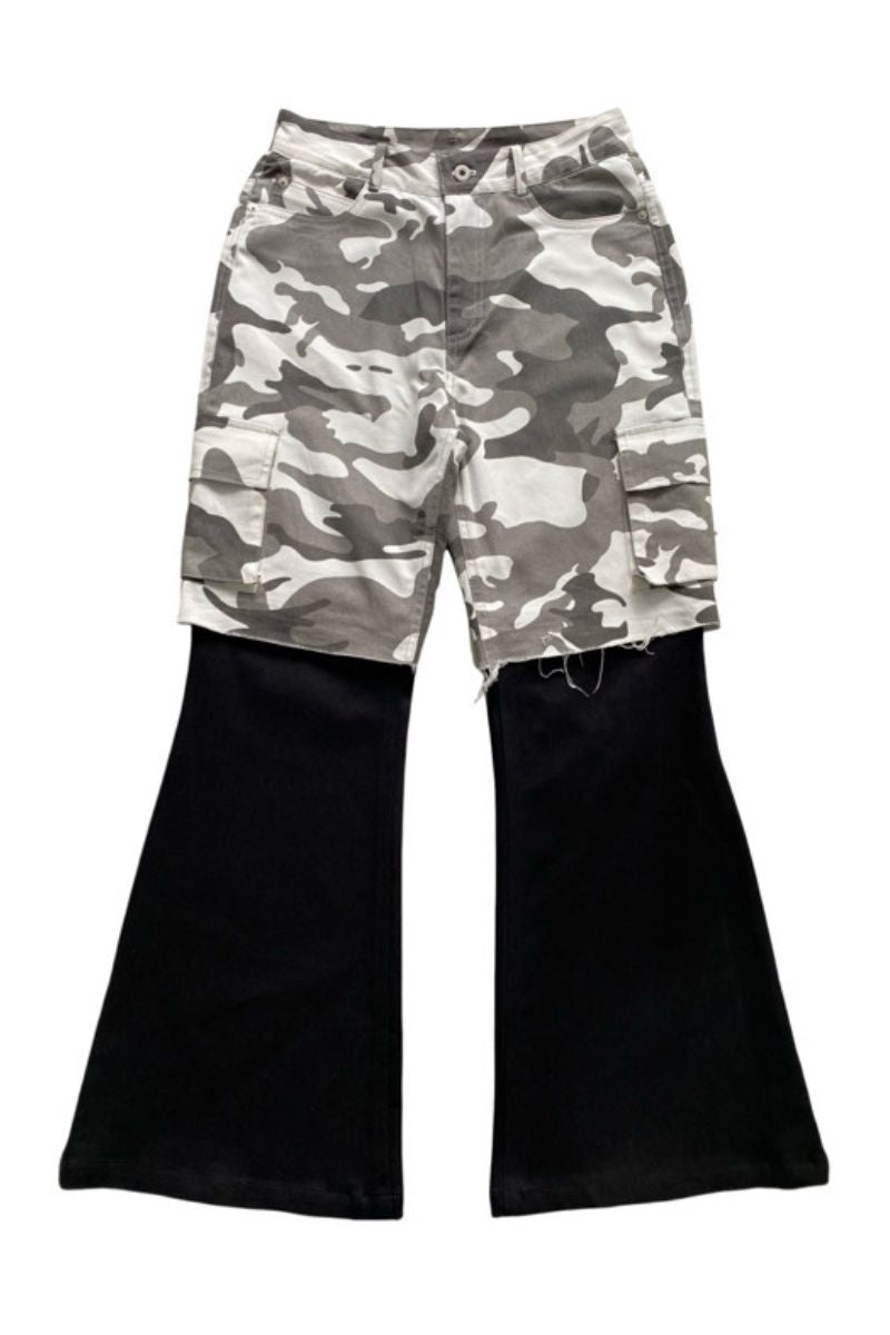 Convertible Camo Flare Cargo Pants