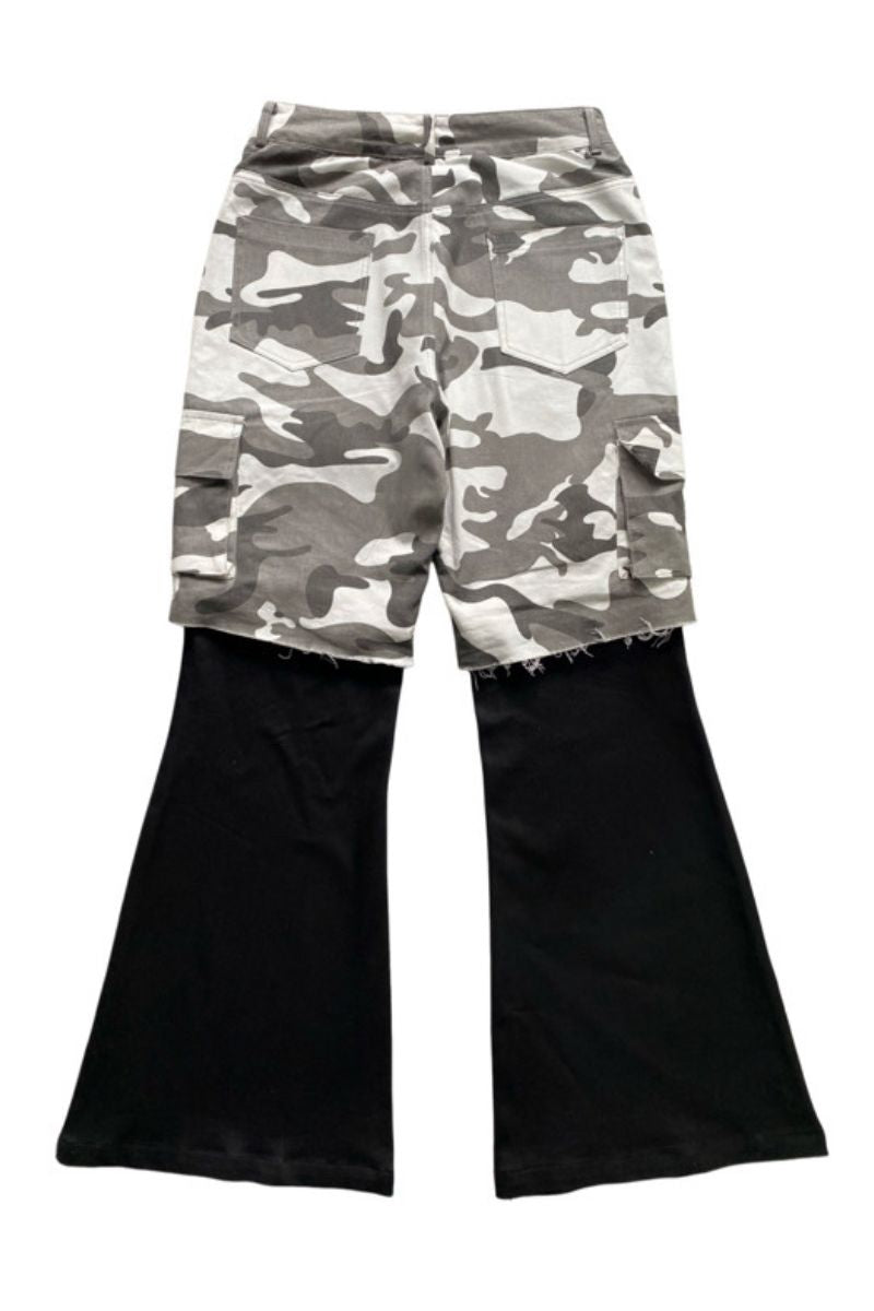 Convertible Camo Flare Cargo Pants