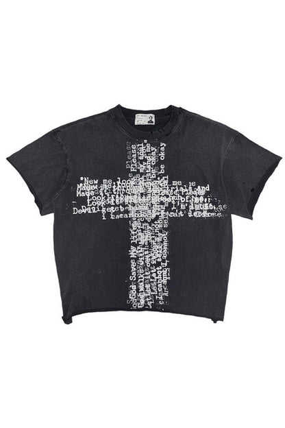 Distressed Cross Graphic Tee