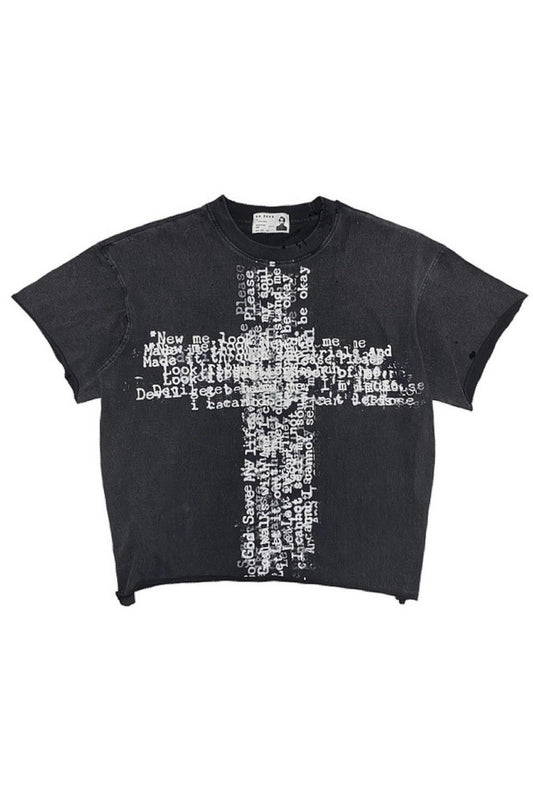 Distressed Cross Graphic Tee