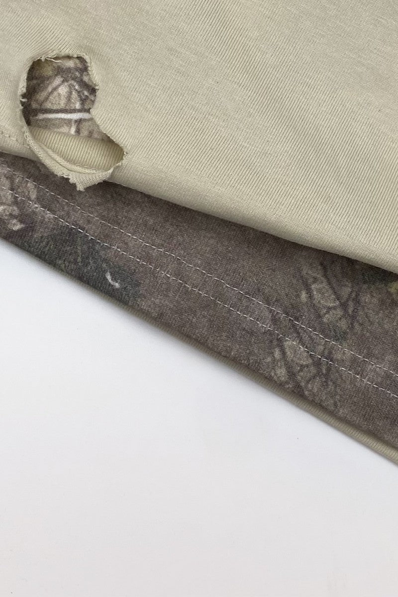 Distressed Camo Layered Tee