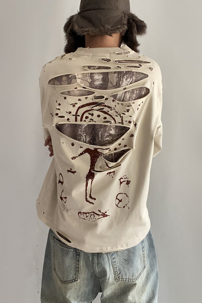 Distressed Camo Layered Tee