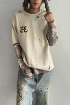 Distressed Camo Layered Tee