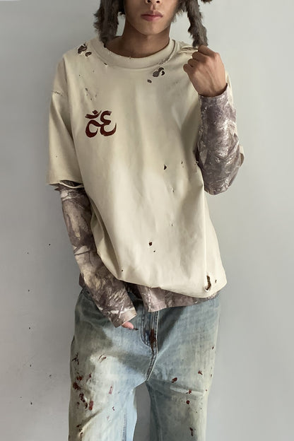 Distressed Camo Layered Tee