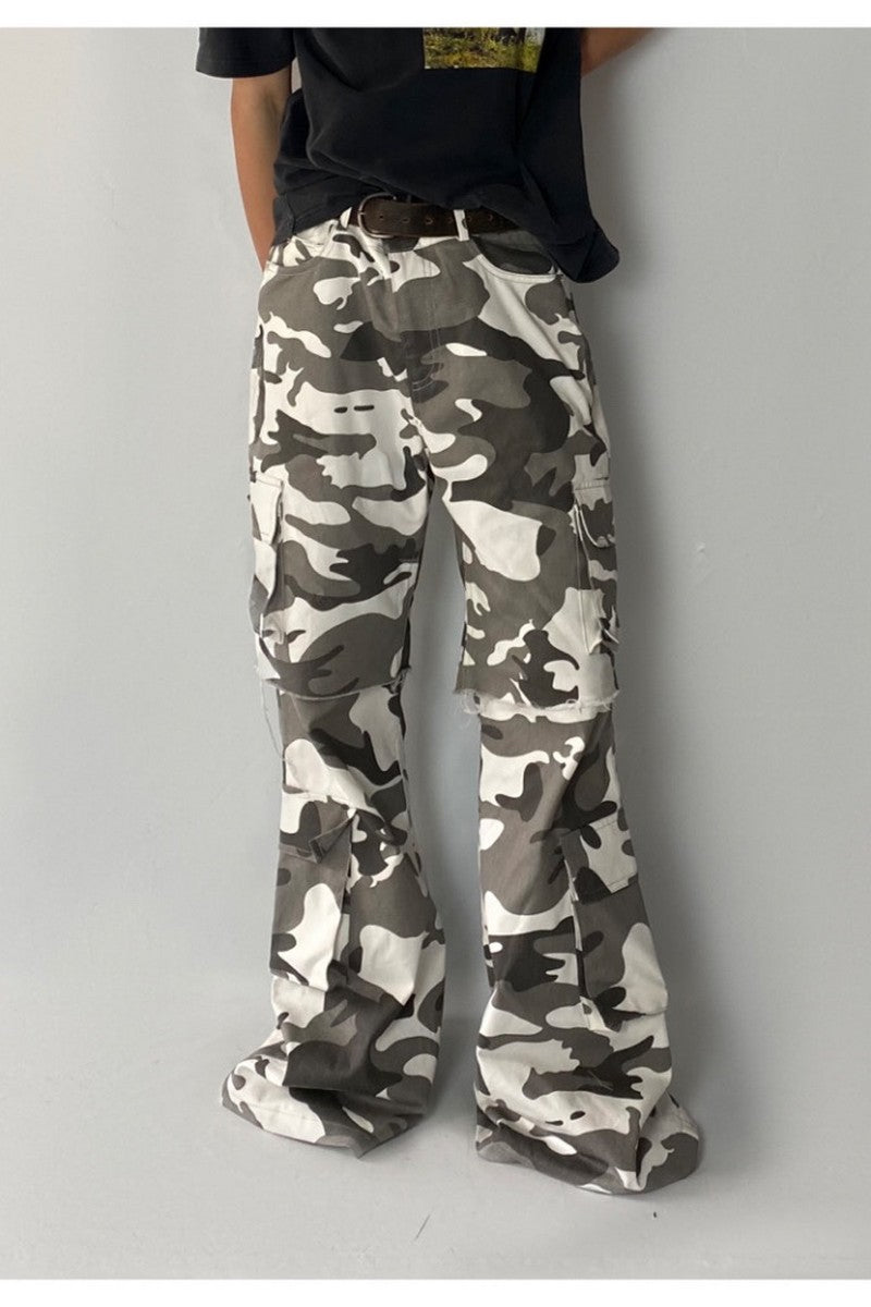 Convertible Camo Flare Cargo Pants