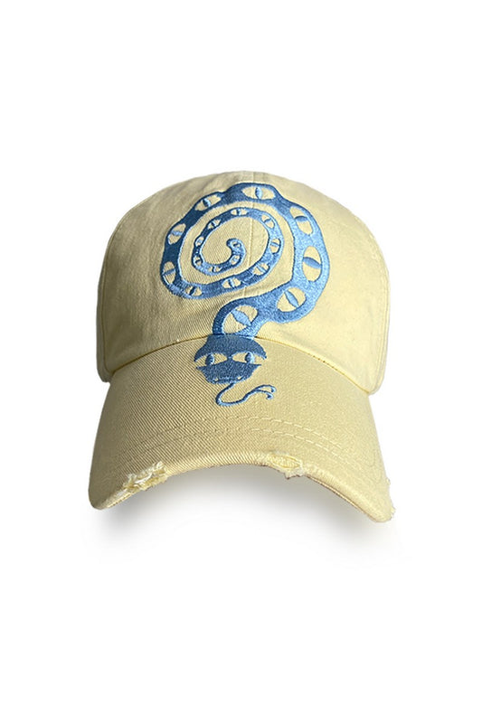 Distressed Snake Embroidered Cap