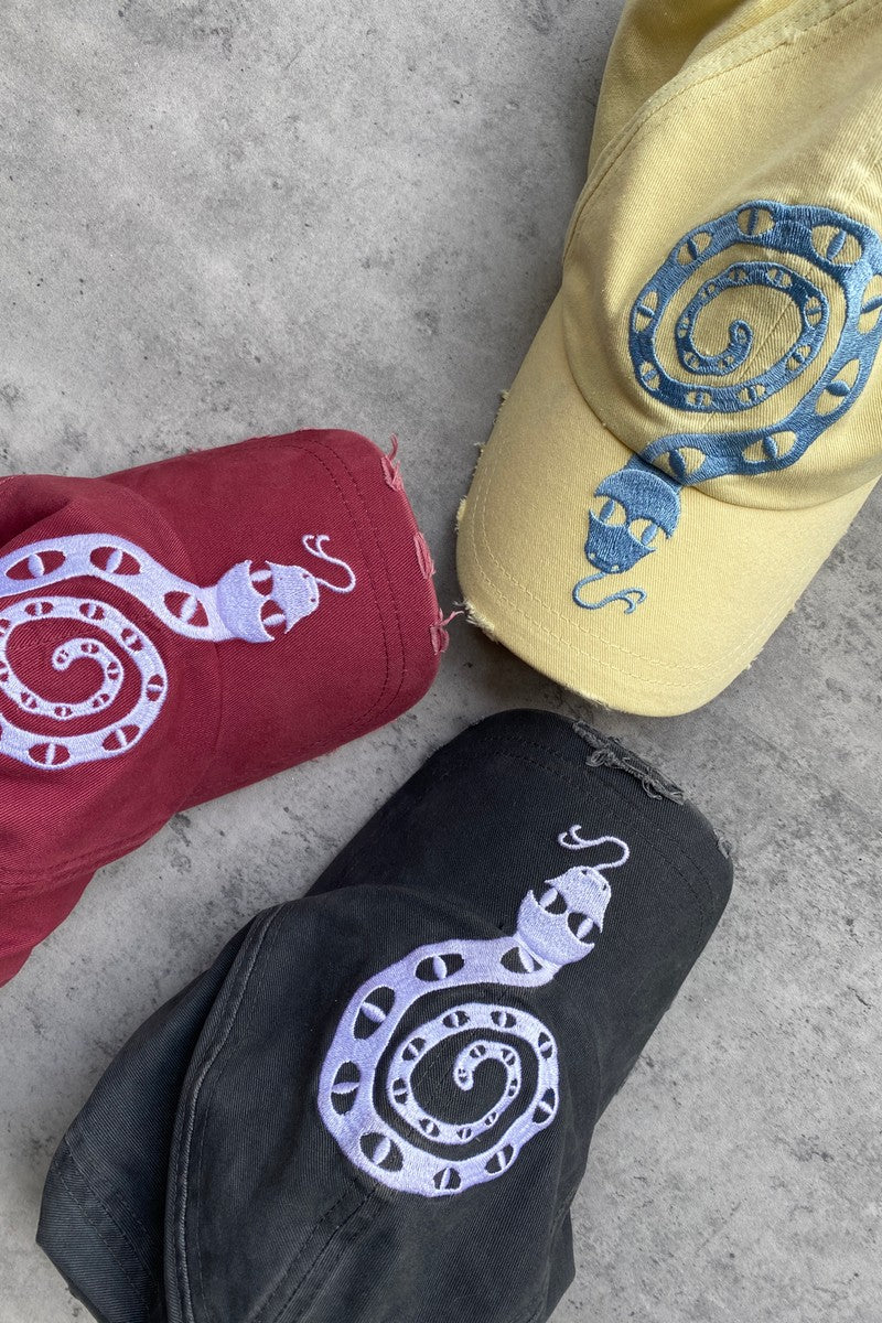 Distressed Snake Embroidered Cap