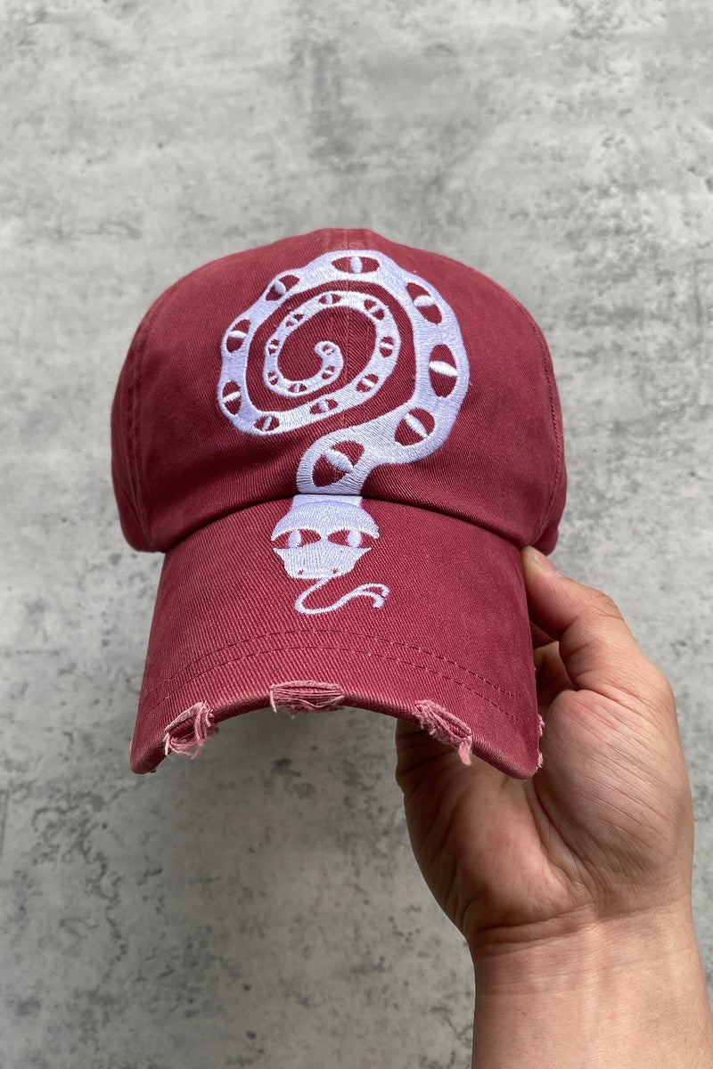 Distressed Snake Embroidered Cap