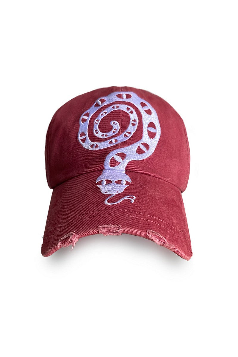 Distressed Snake Embroidered Cap