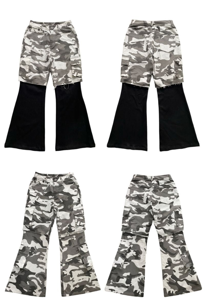 Convertible Camo Flare Cargo Pants