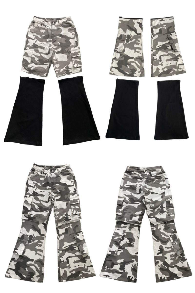 Convertible Camo Flare Cargo Pants