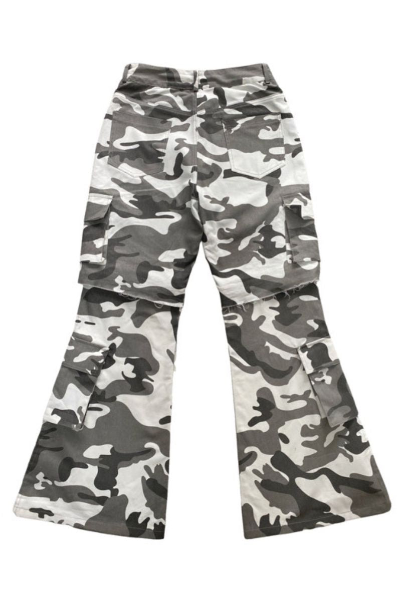 Convertible Camo Flare Cargo Pants