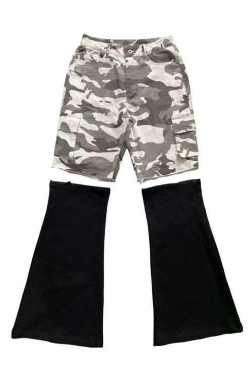 Convertible Camo Flare Cargo Pants