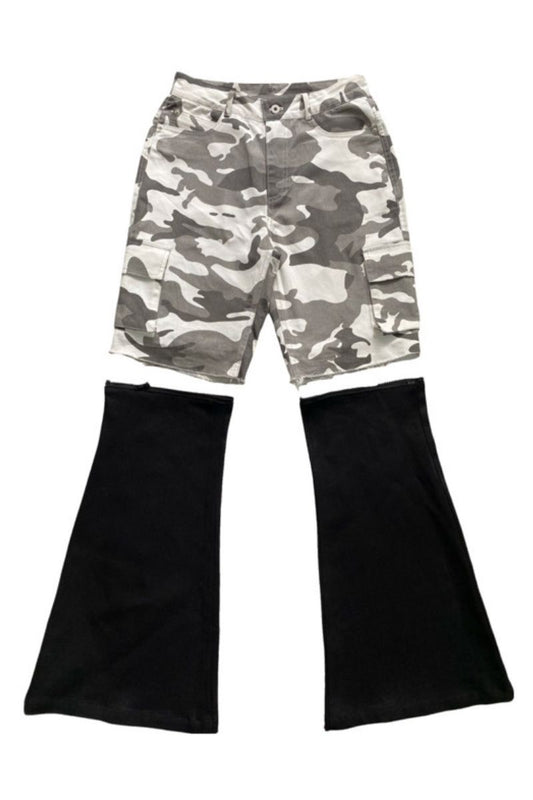 Convertible Camo Flare Cargo Pants