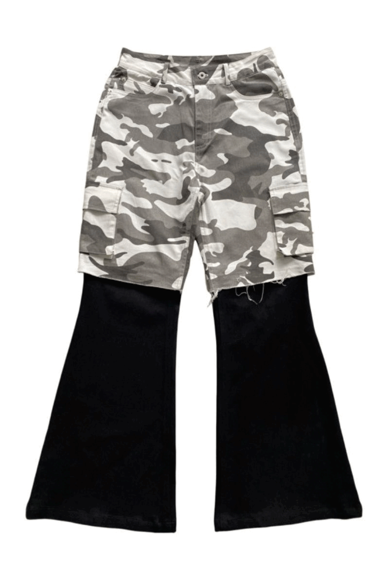 Convertible Camo Flare Cargo Pants